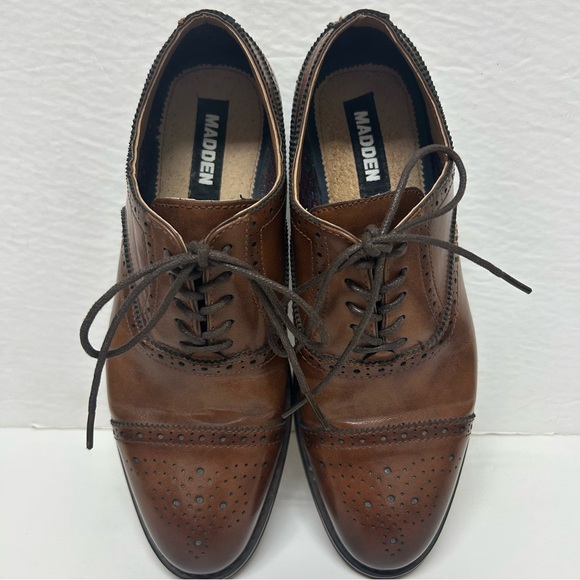 Madden By Steve Madden Japlin Cap Toe Oxford Lace Up Brown Dress Shoes 8 Office - Picture 4 of 11